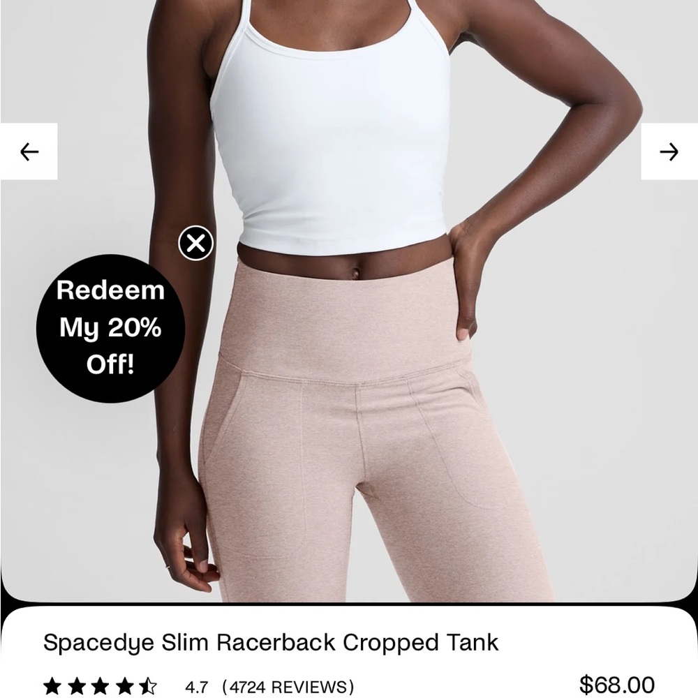 Beyond Yoga Charcoal Racerback Crop Tank with built-in bra, M - Picture 5 of 6